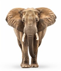 Majestic African Elephant Isolated on White Background