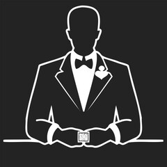 Silhouette of Elegant Man in Tuxedo