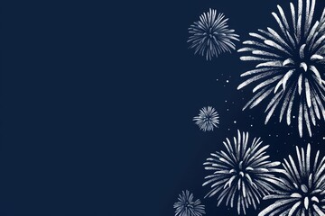 A minimalistic 4th of July banner with a subtle outline of fireworks in soft colors with copy space
