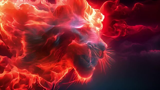 Lion on fire