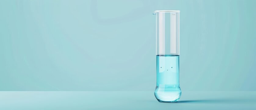 A modern science banner showcasing a single test tube with a minimalist design with copy space