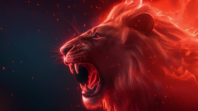 Lion on fire