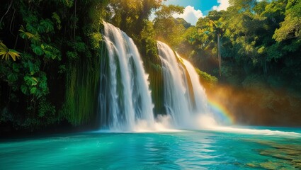 Naklejka premium beautiful Waterfalls between the forest