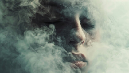 Depression is a suffocating fog: Visualize a thick fog enveloping a person, symbolizing the feeling of being overwhelmed and suffocated by depression