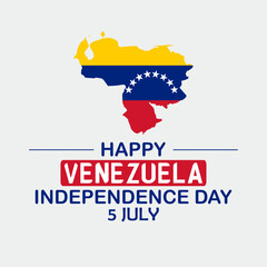 happy Independence day Venezuela July 5 greetings. The illustration is suitable for banners, flyers, stickers, cards, etc.