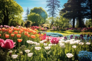 Obraz premium Spring flower garden landscape.