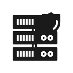 Web Hosting Icon Silhouette. Black Flat Design. Vector Illustration.