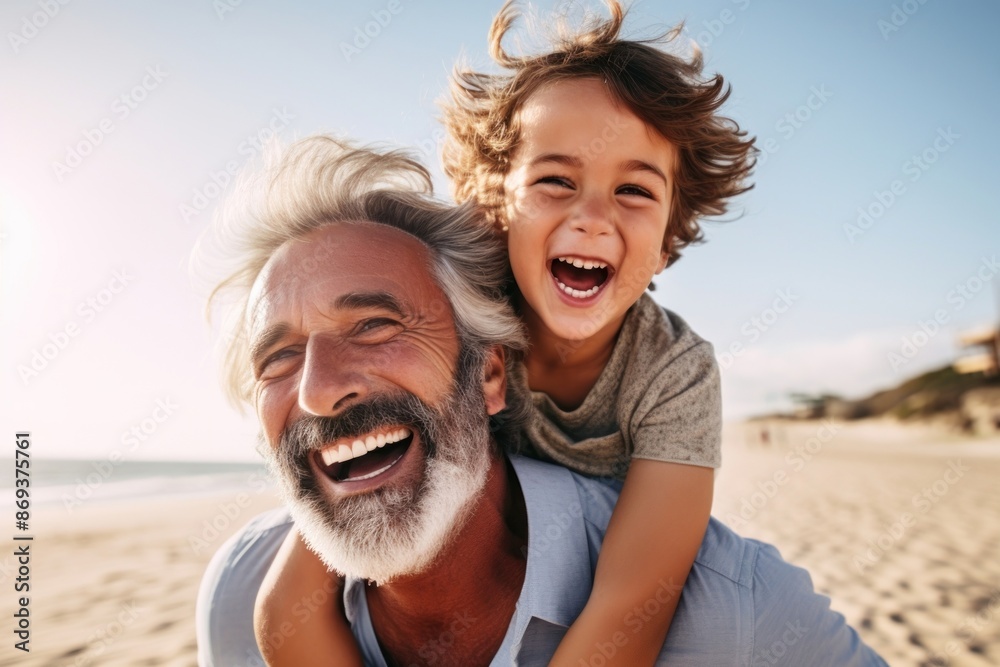 Canvas Prints grandchild cheerful laughing outdoors.