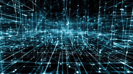 Obraz premium Abstract Network Structure with Cyan Lines