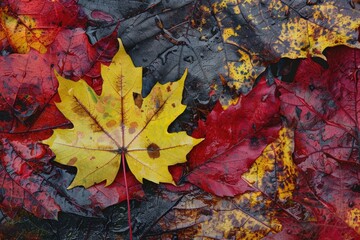 Leaf Background Fall. Colourful Autumn Leaves in Yellow and Red Palette