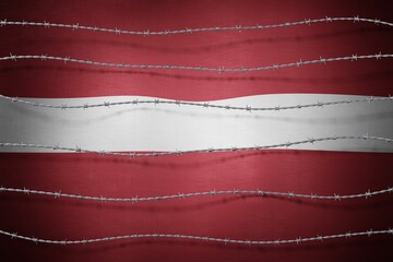 Latvia flag and barbed wire - 3d illustration