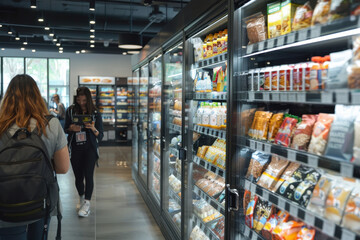 Obraz premium A store and vending machine with a lot of food and drinks