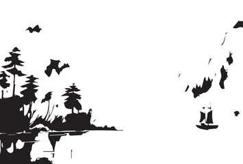 Water and ink landscape