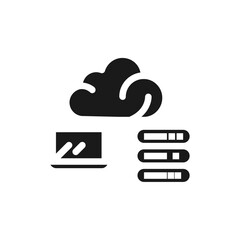 Web Hosting Icon Silhouette. Black Flat Design. Vector Illustration.