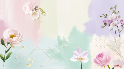 A gentle seamless background in pastel tones with light effects, soft textures, and delicate geometric patterns