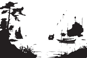 Water and ink landscape