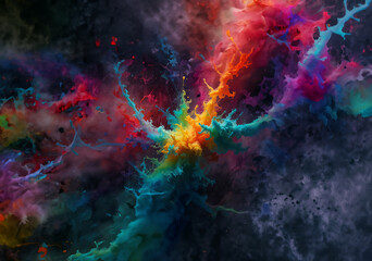 Intense ink explosion for dramatic effect.