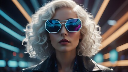 portrait of a woman in sunglasses, fantasy