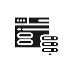 Web Hosting Icon Silhouette. Black Flat Design. Vector Illustration.