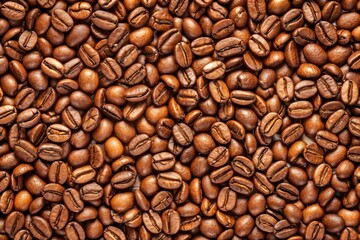 Obraz premium Pattern of Roasted Coffee Beans for Background, Textile, and Packaging Design in coffee industry