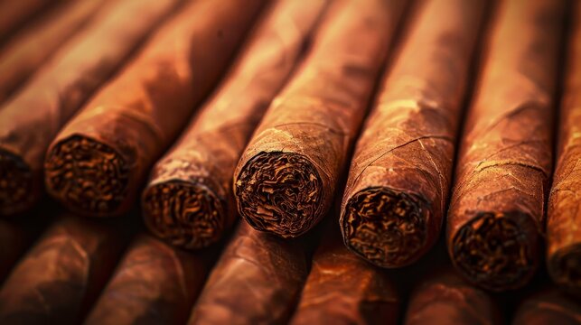 Luxurious cuban cigars close up  aesthetic display in high quality realistic photography
