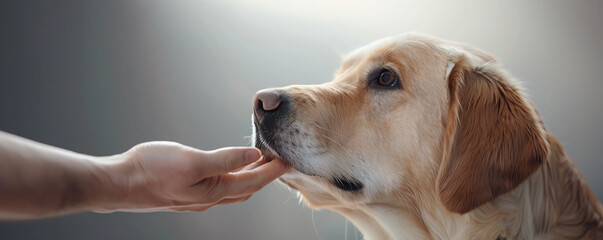 Dog with paw lifted, vet examining, 8k, photo-realistic, studio light, side shot