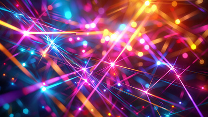 Obraz premium Intersecting beams of light create a lattice of vibrant colors, each line sharply defined in HD resolution.