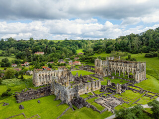 Fototapeta premium Rievaulx Abbey from a drone, North York Moors National Park, North Yorkshire, England