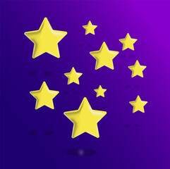 Obraz premium 3d plastic stars shape on blue sky doodle