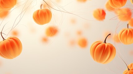 Fall background with orange pumpkins and fall leaves.