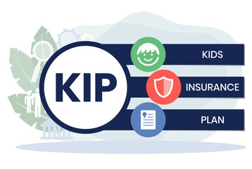 KIP kids insurance plan acronym. business concept background. Vector illustration for website banner, marketing materials, business presentation