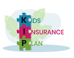 KIP kids insurance plan acronym. business concept background. Vector illustration for website banner, marketing materials, business presentation