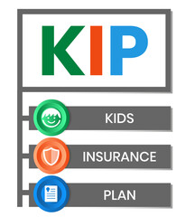 KIP kids insurance plan acronym. business concept background. Vector illustration for website banner, marketing materials, business presentation
