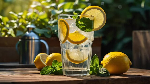 lemonade with lemon and mint