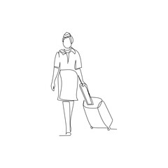 Stewardess drawn in line art style