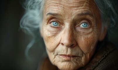 Fototapeta premium Elderly woman with kind eyes and gray hair