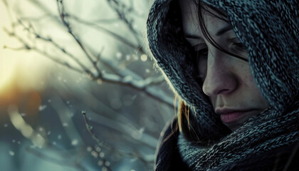 Halloween is the chill in the air as night falls: Picture a person shivering in the cold evening air, symbolizing the change in seasons and the arrival of Halloween