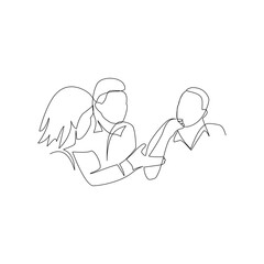 Coworkers drawn in line art style