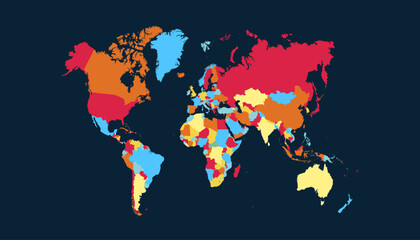 World map. Modern color vector map. Silhouette map.