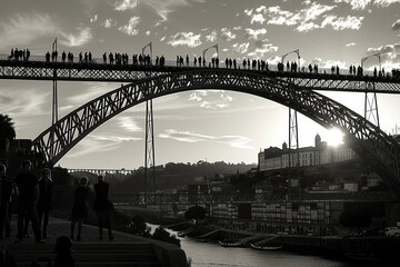 bridge in porto city view travel card, popular tourism destination
