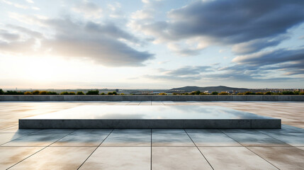 Empty highway at dusk blank billboard vanishing point