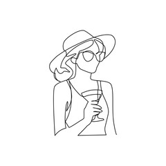 Woman drawn in line art style