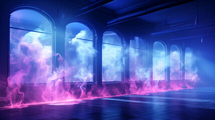 Empty smoke room neon lights