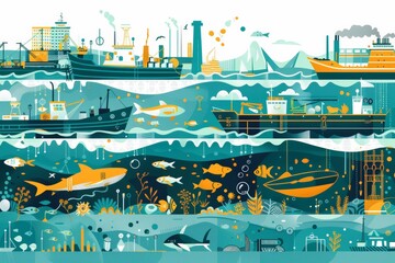 environment challenges  by marine ports, oil spills, habitat degradation,  pollution, ecological footprint of port infrastructure on coastal ecosystems