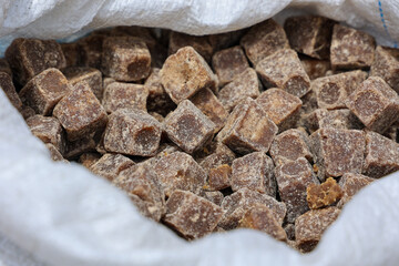 Palm Jaggery Karupatti or Karipatti Mittai Alternative To Sugar Tamil Nadu Kerala India Indian....