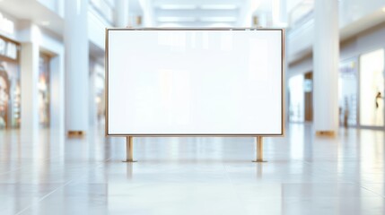 Blank digital display board in a modern shopping mall, ready for advertising and promotional content. Bright, clean, indoor setting.