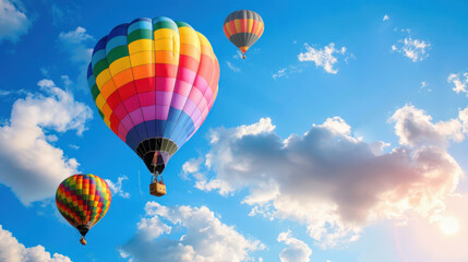 Obraz premium Colorful hot air balloons in a bright sky