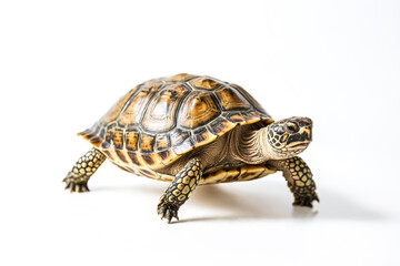 Fototapeta premium Turtle walking on white background