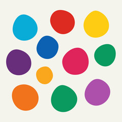 A variety of vibrant circles displayed against a plain white backdrop