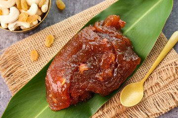 Tirunelveli Halwa India sweet for Diwali Pongal festival made with wheat flour and ghee a famous South Indian Sweet 